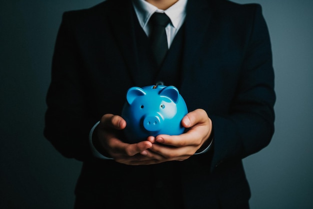 businessman with piggy bank ai generated