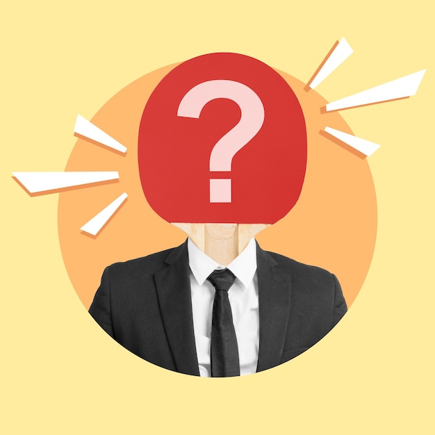 a businessman with a question mark head
