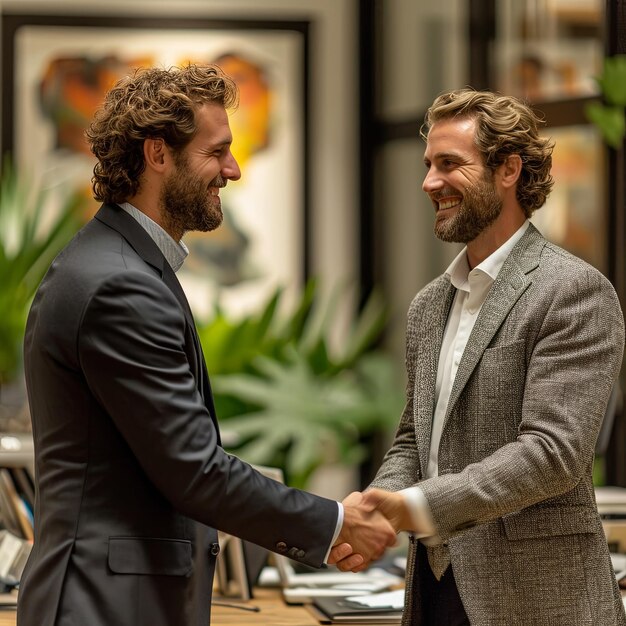 businessman and woman shaking hands