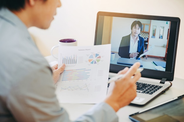 businessman work from home by video conference