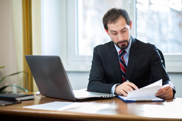 Businessman at work in his office