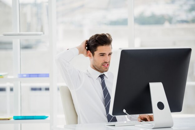 Businessman working on computer