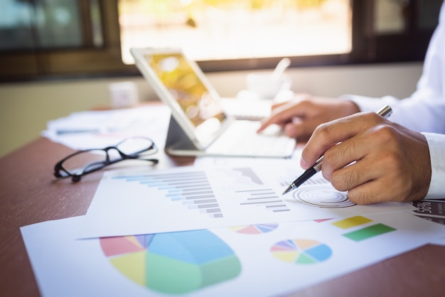 Businessman working on desk office business, business concept