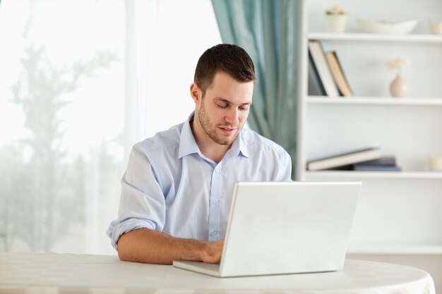 Businessman working on his notebook