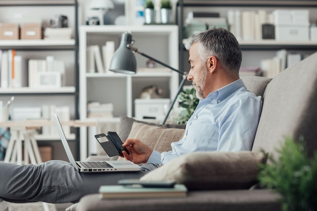 Businessman working at home