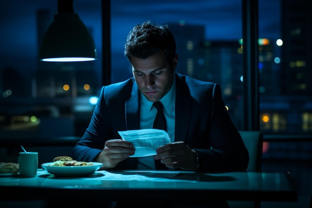 A businessman working on a laptop in a cafe