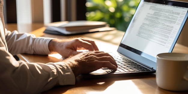 Photo businessman working on laptop in office