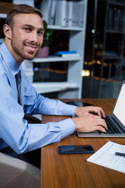 Businessman working on laptop