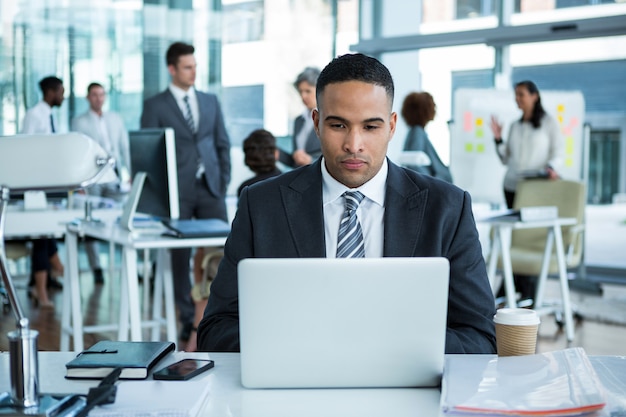 Businessman working on laptop