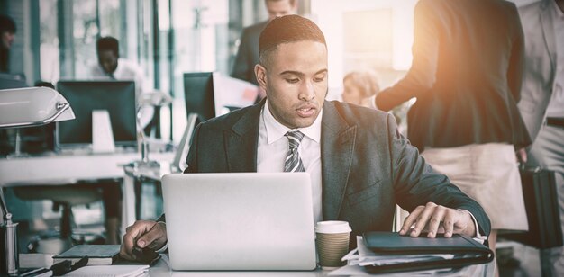 Businessman working on laptop