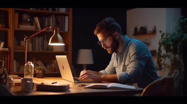 Businessman working in a new office