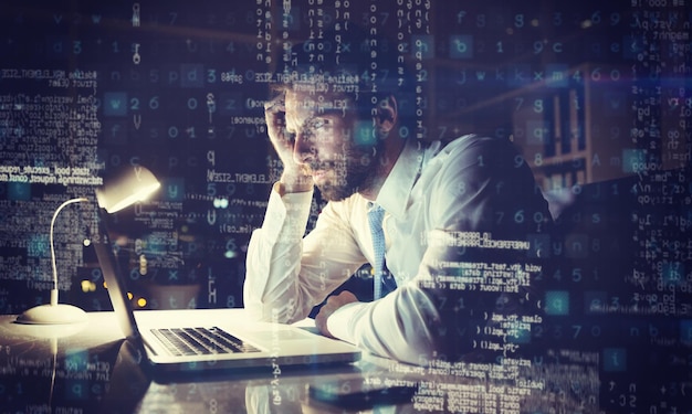businessman working at night