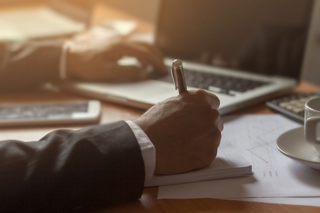 Businessman working on office desk