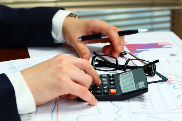 Businessman working in the office with items for doing business