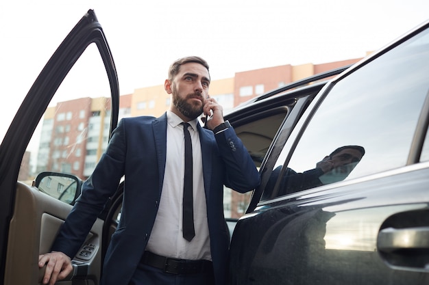 Businessman working outdoors