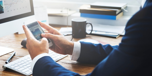 Businessman Working Reading Information Concept