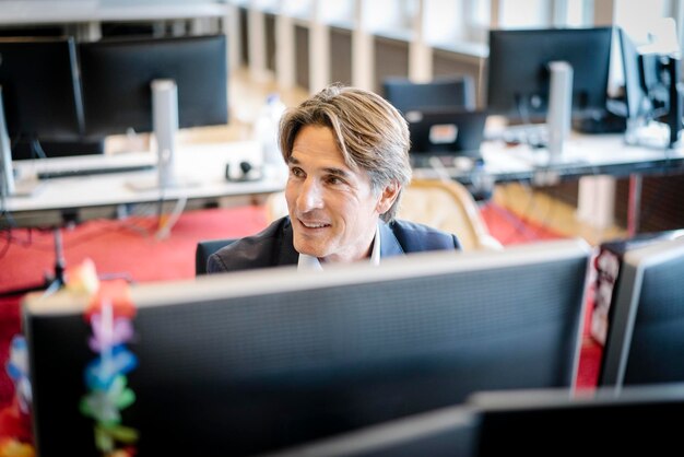 Businessman working with computer in office