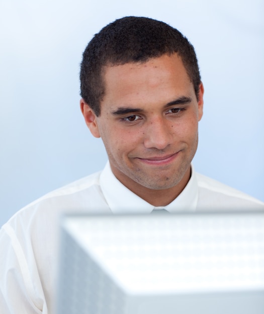 Businessman working with a computer