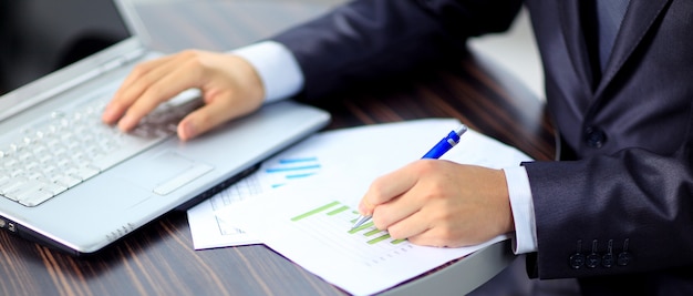 Businessman working with documents in the office