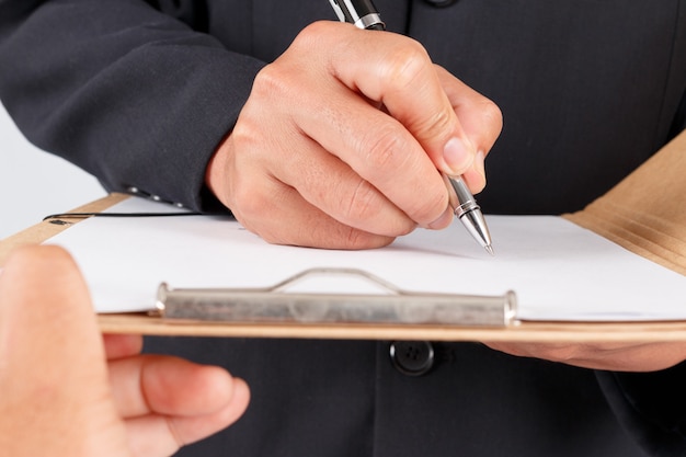 Businessman working with documents sign up contract