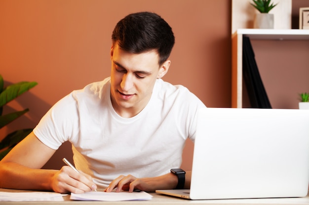 Businessman working with documents in stylish office