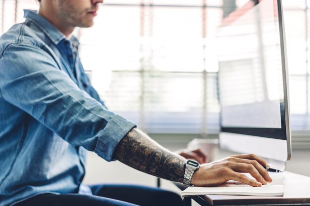 Businessman working with laptop computer