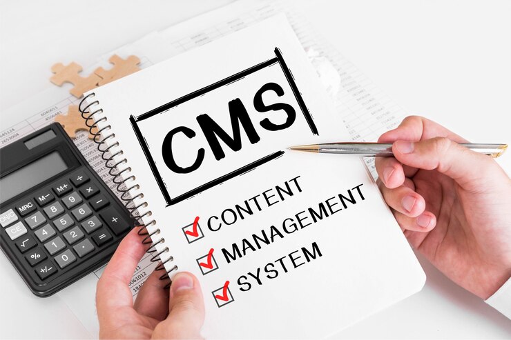 彼のメモにCMSの概念を書くビジネスマン。
