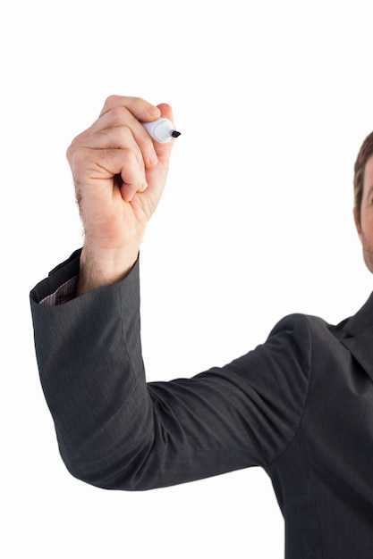 Photo businessman writing with a marker