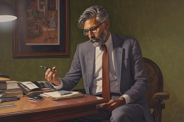 Businessman Writing with a Pen