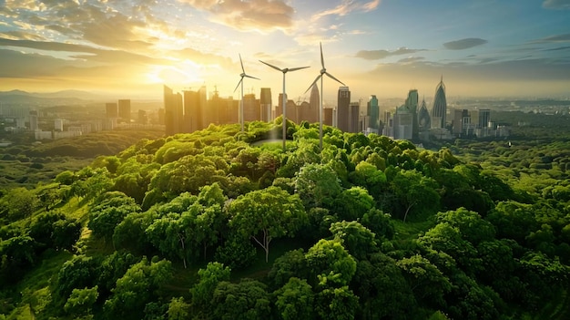 Photo businessmans vision for a greener future through renewable energy environmental conservation and social responsibility