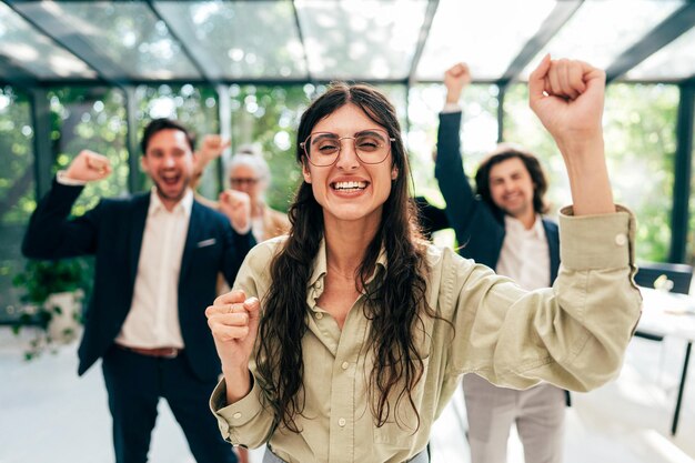 Businessmen and businesswomen making a corporate party