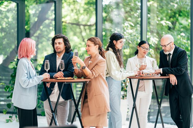 Businessmen and businesswomen making a corporate party