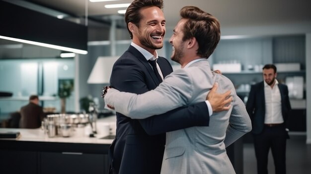 Foto gli uomini d'affari si felicitano a vicenda per la conclusione del contratto