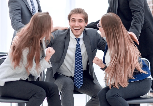 Businessmen greet each other