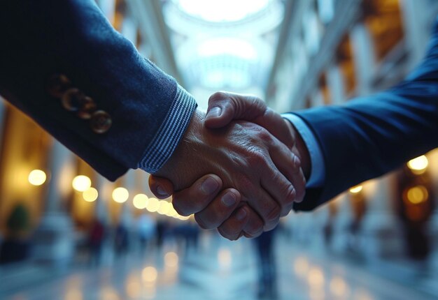 бизнесмены пожимают руки деловая встреча и партнерство концепция копировать пространство