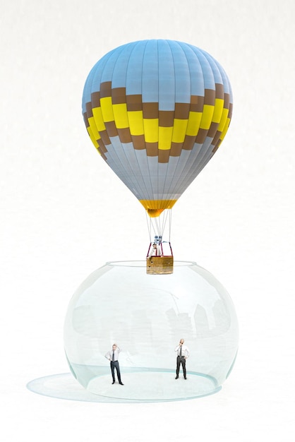 Photo businessmen imprisoned in a glass bowl