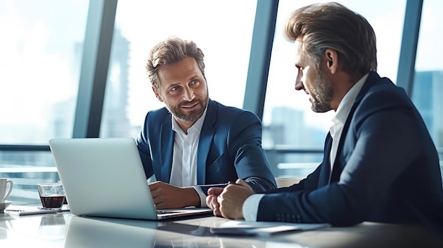 Businessmen meeting about sale