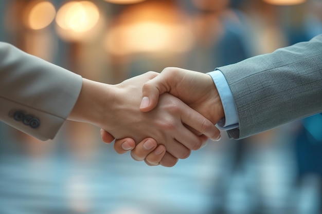 The businessmen shake hands after the meeting was successful and agreed upon AI Generated