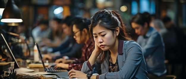 Businessmen and women in the office are stressed and worn out