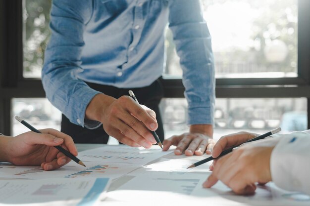 Businessmen working together at desk