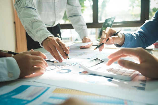 Businessmen working together at desk