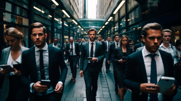 Businesspeople crowded street