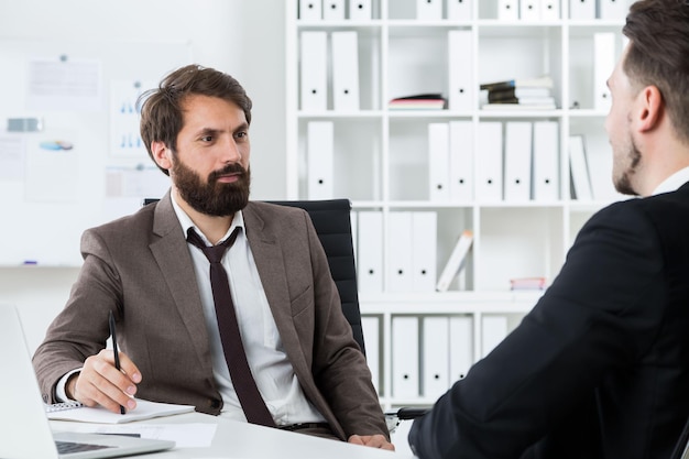 Businesspeople discussing future collaboration