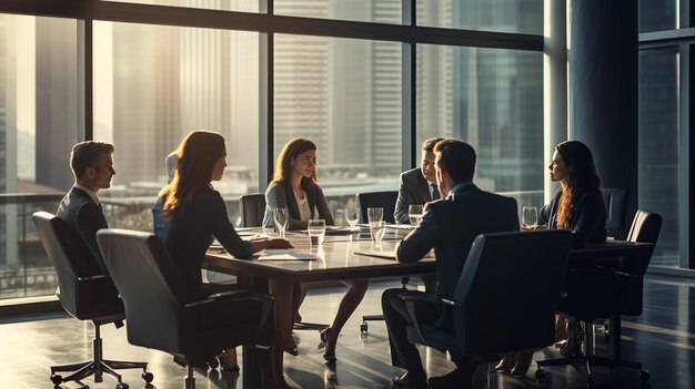 Photo businesspeople having discussion in office