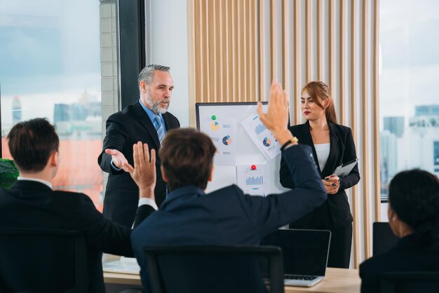 Photo businesspeople professional discussion in modern office coworkers team collaborating