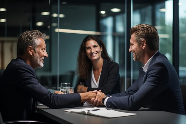 Photo businesspeople shaking hand together