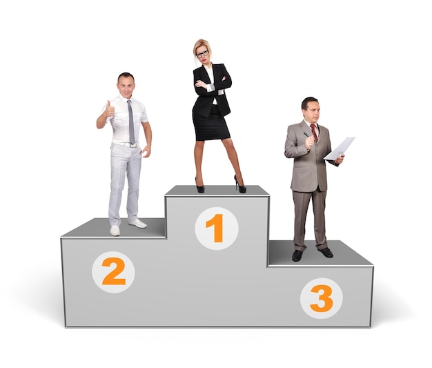 Businesspeople standing on podium