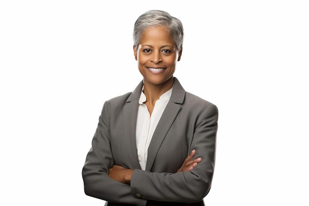 Businessperson female African American Middle aged confident pose