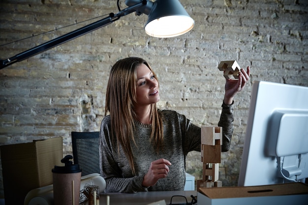 Businesswoman architect working at office