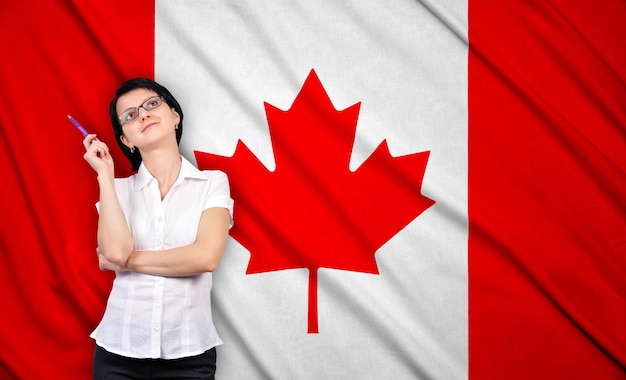 Businesswoman and Canada flag